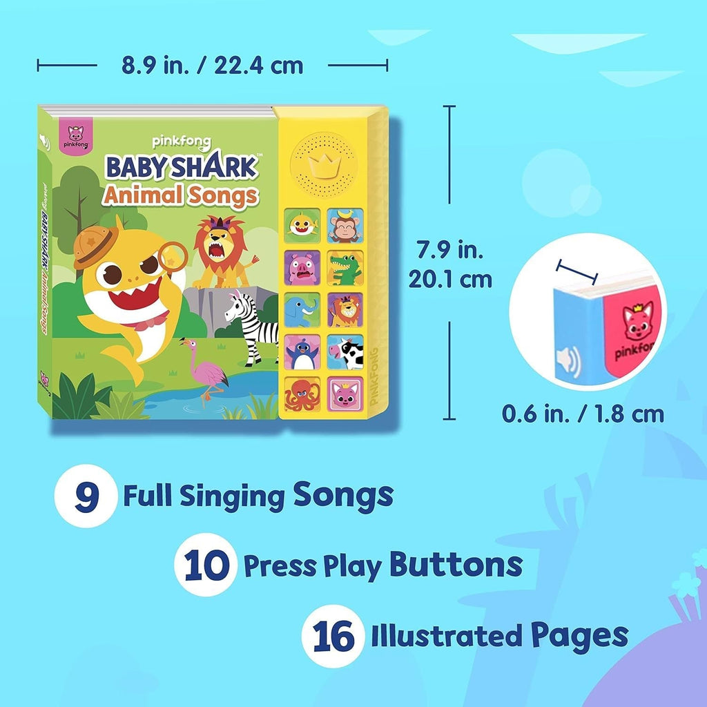 Baby Shark Sound Book for Toddlers, Pinkfong 10-Button Interactive Animal Songs Sing-Along Nursery Rhymes Learning Book Kids 