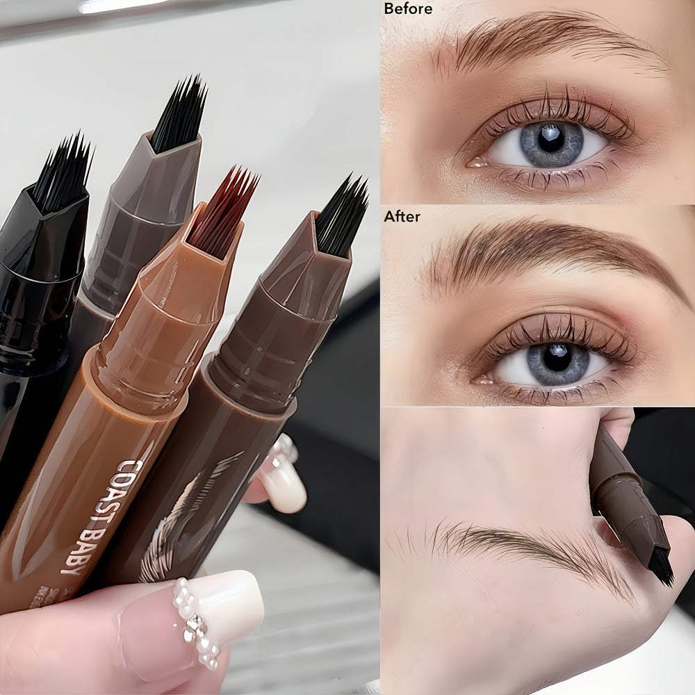 Two-Pack Multi-Fork Tip Eyebrow Pens with Capped Bodies, Approx. 11.3 cm Length and Four Color Label Options — image 4