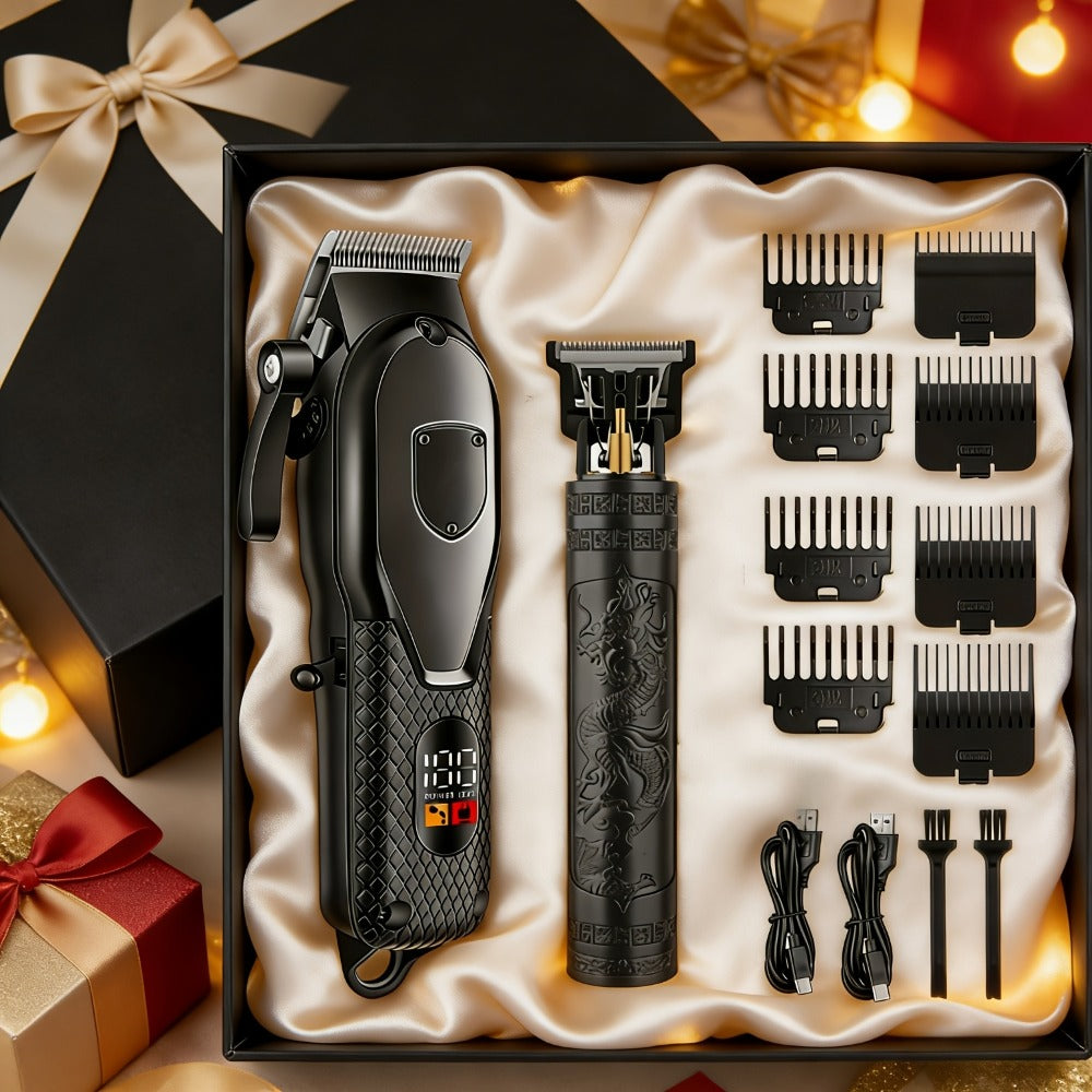 Men's Grooming Kit Hair Clipper & Electric Shaver USB Rechargeable Cordless LED Display – Precision Beard Trimmer Face Shaver