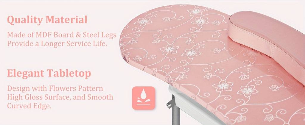Foldable Nail Table with LED Lamp Drawer Lockable Wheels Wrist Cushion & Carrying Bag, Portable Manicure — image 13