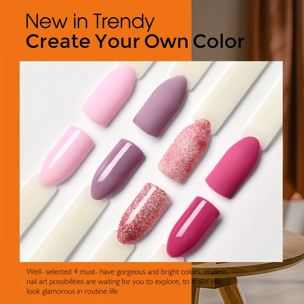 Acrylic Nail Kit NOCIS Four 10g Pink, Mauve and Glitter Powders with Liquid Monomer, Three Brushes and File — image 4