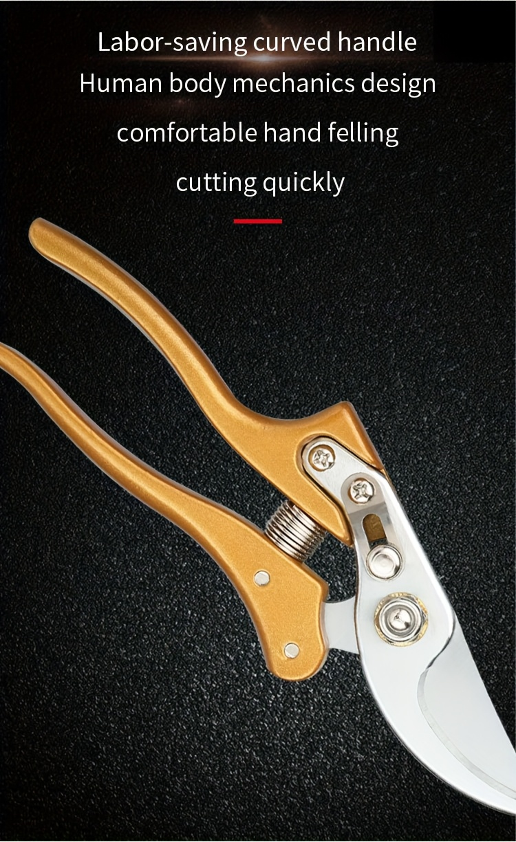 Bypass Pruning Shears with Curved Blade, Return Spring and Gold or Black Coated Handle Options — image 17