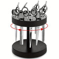Scissor Holder Rotating 360 Degree Wooden Barber Shears Stand Organizer 10 Holes 0.71 Inch for Salon Hair Stylist Barbershop 