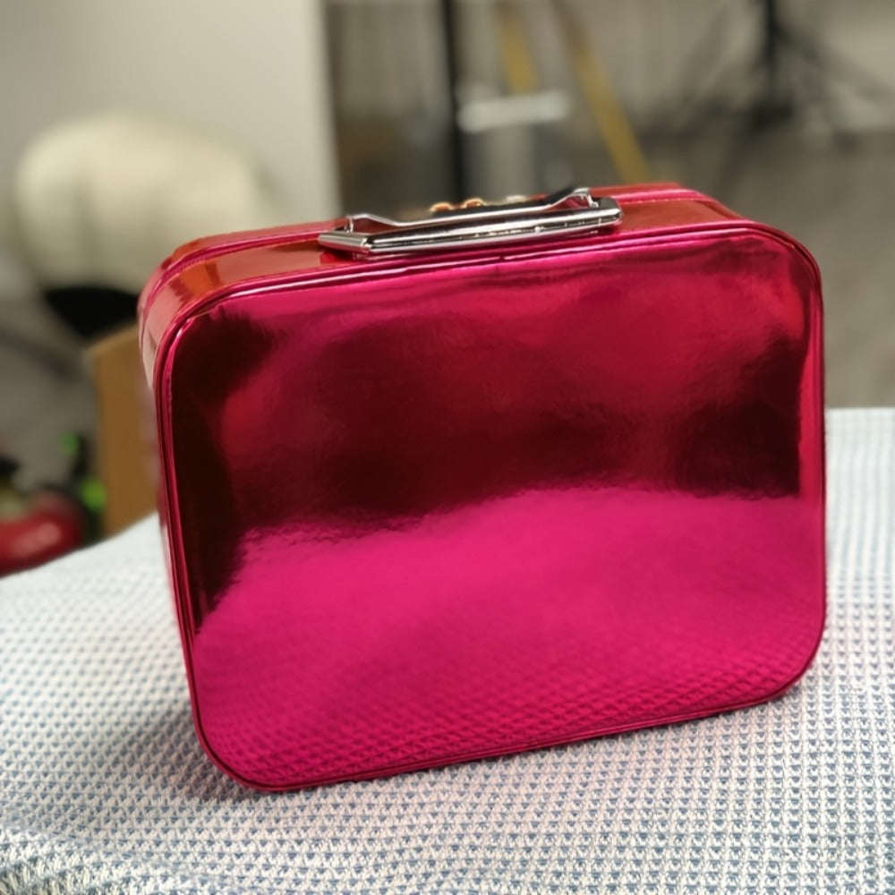 Glitter Makeup Travel Case Hard Shell Large Capacity Flat Lay Organizer Luxury Cosmetic Storage Box for Women Portable Fits i