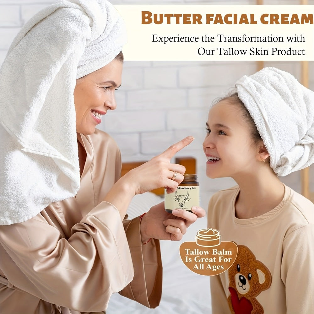 Grass-Fed Beef Tallow Balm with Honey & Hyaluronic Acid Natural Whipped Face Body Cream Nourishing Lotion Sensitive Skin Safe