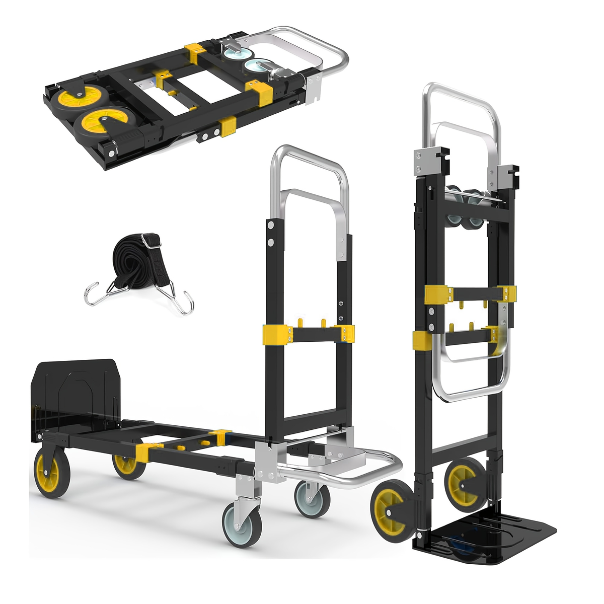 Hand Truck 3-in-1 Aluminum Convertible Dolly, 800-Industrial Utility Trolley with Folding Design for Moving — image 7