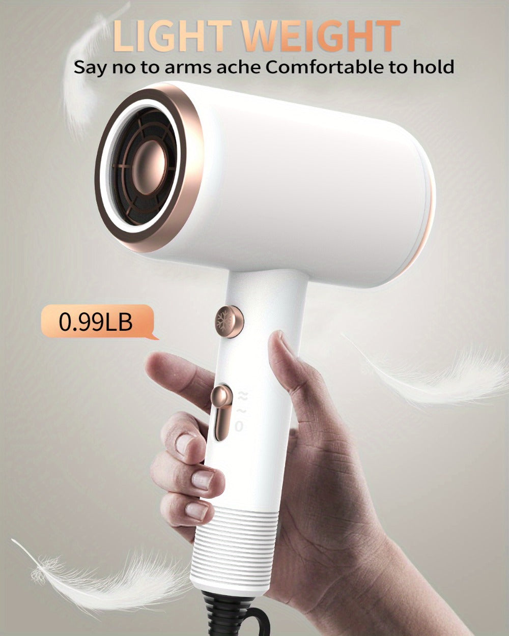 Ionic Hair Dryer 1600W with Diffuser Concentrator Nozzle 2 Speed 3 Heat Settings Cool Shot, for Home, Travel and Salon Hair S