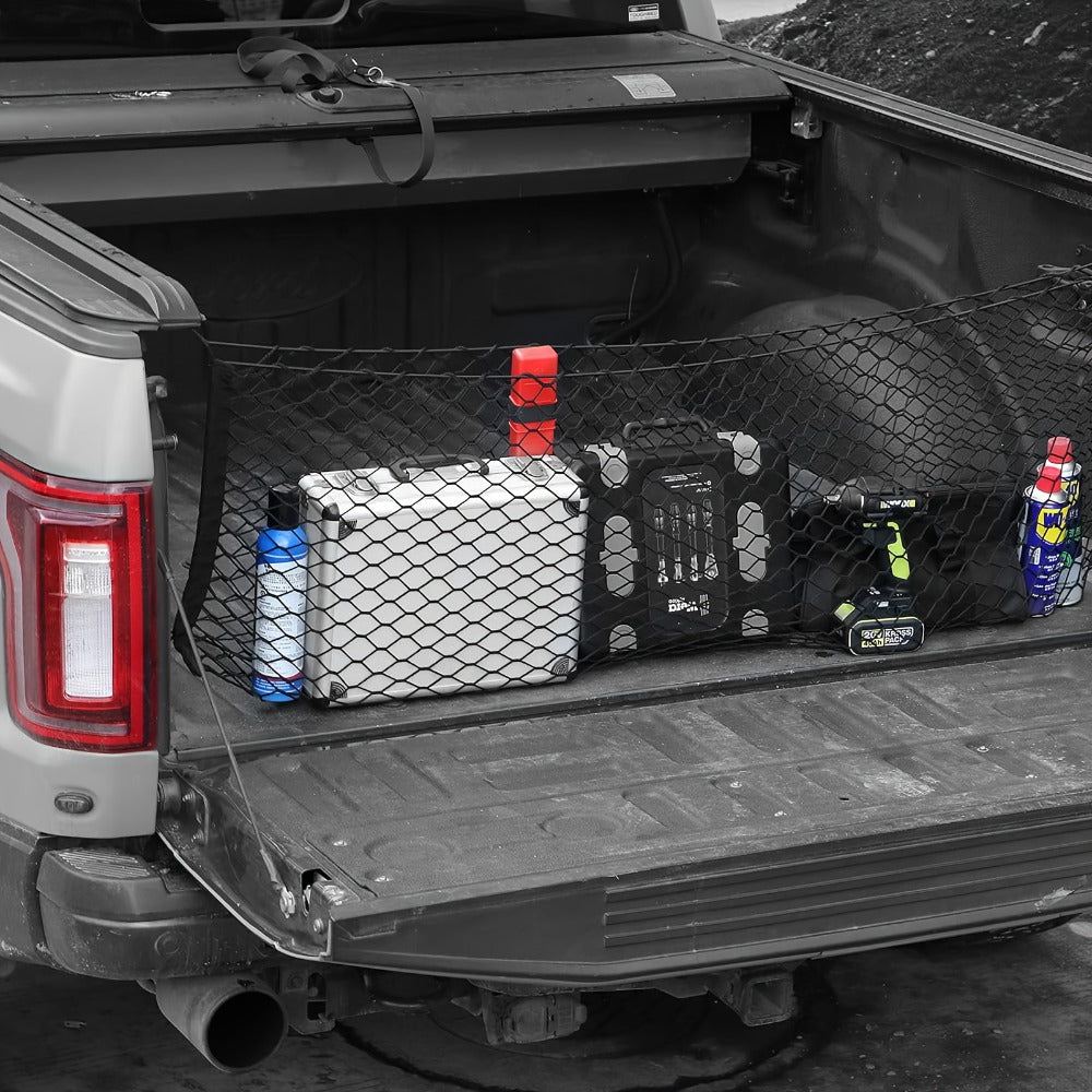 Truck Bed Cargo Net Elastic Mesh Organizer with Hooks Heavy Duty Bungee Net for Pickup Truck Bed Cargo Management Grocery Sto