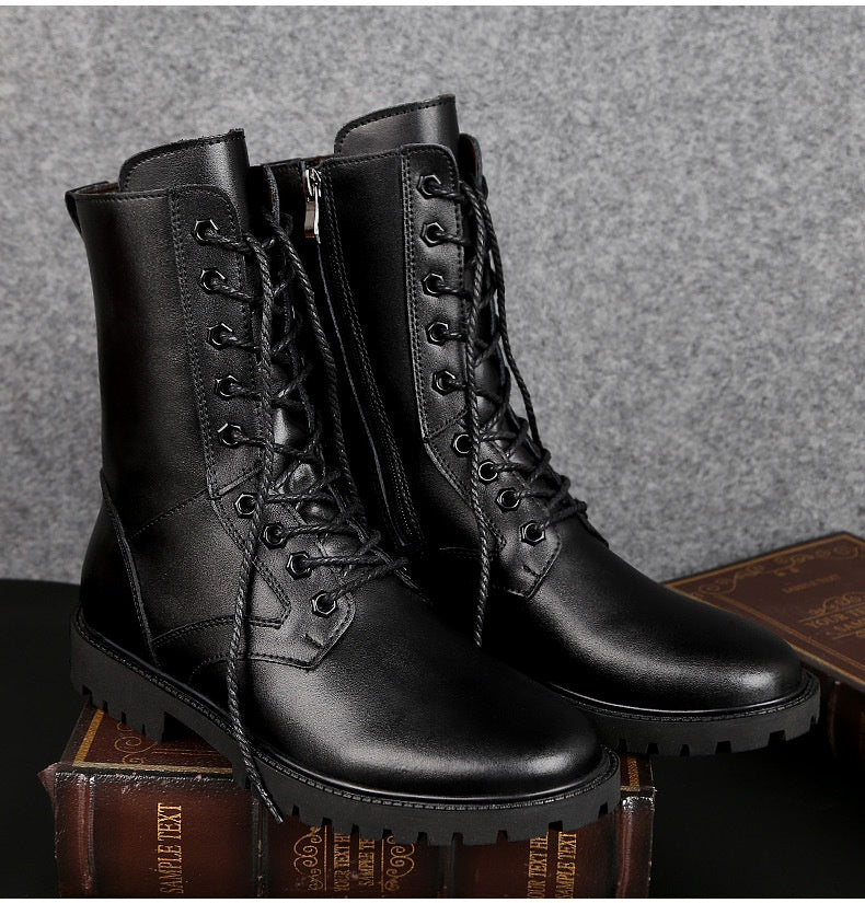 Men's Zipper High Top British Soft Sole Leather Martin Boots
