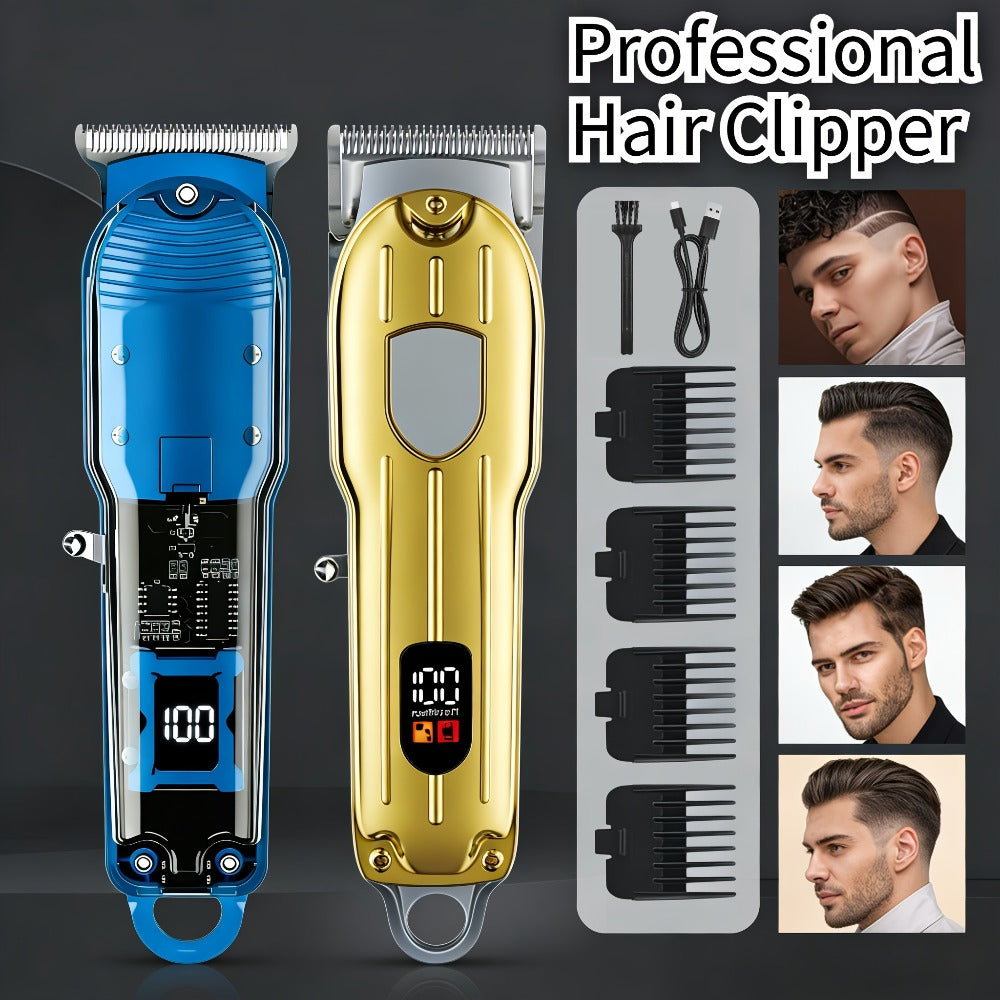 Cordless Hair Clipper for Men – USB Rechargeable Electric Trimmer with Guide Comb, Self Haircut Kit for Home Barbershop Fade 