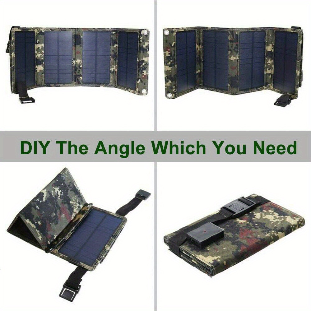 Foldable Solar Charger Portable Monocrystalline Silicon 20% Efficiency USB Output with Carabiner for an Everyday Personal Car