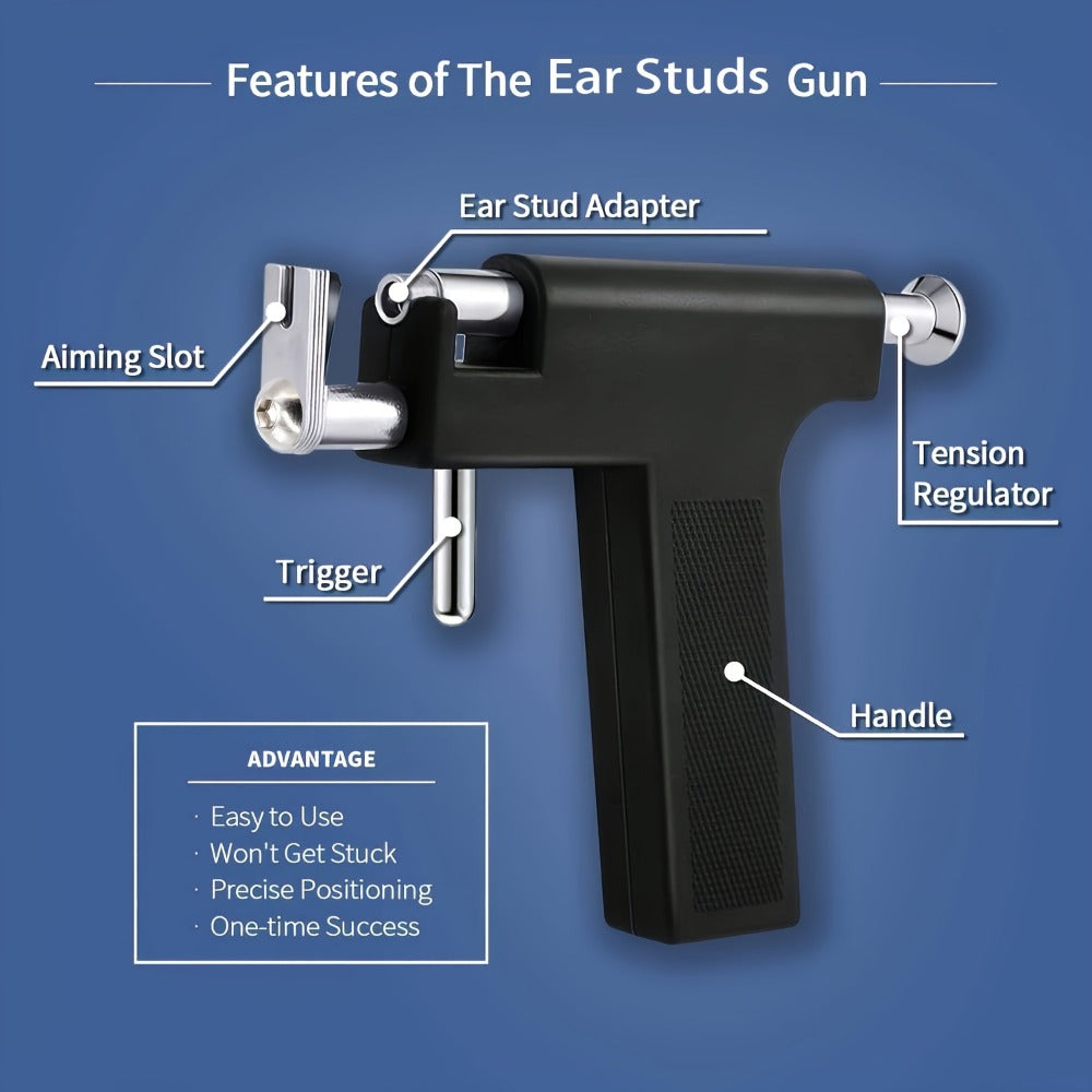 Ear Piercing Kit with 34 Stainless Steel Ear Studs Professional Piercing Gun Safe One-Click for Bath Time, Home Spa and Perso
