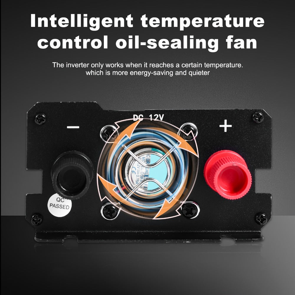 Portable 12V DC to 110V AC Power Inverter with LCD Display, Cooling Fan and 6600W Checkout Label — image 3