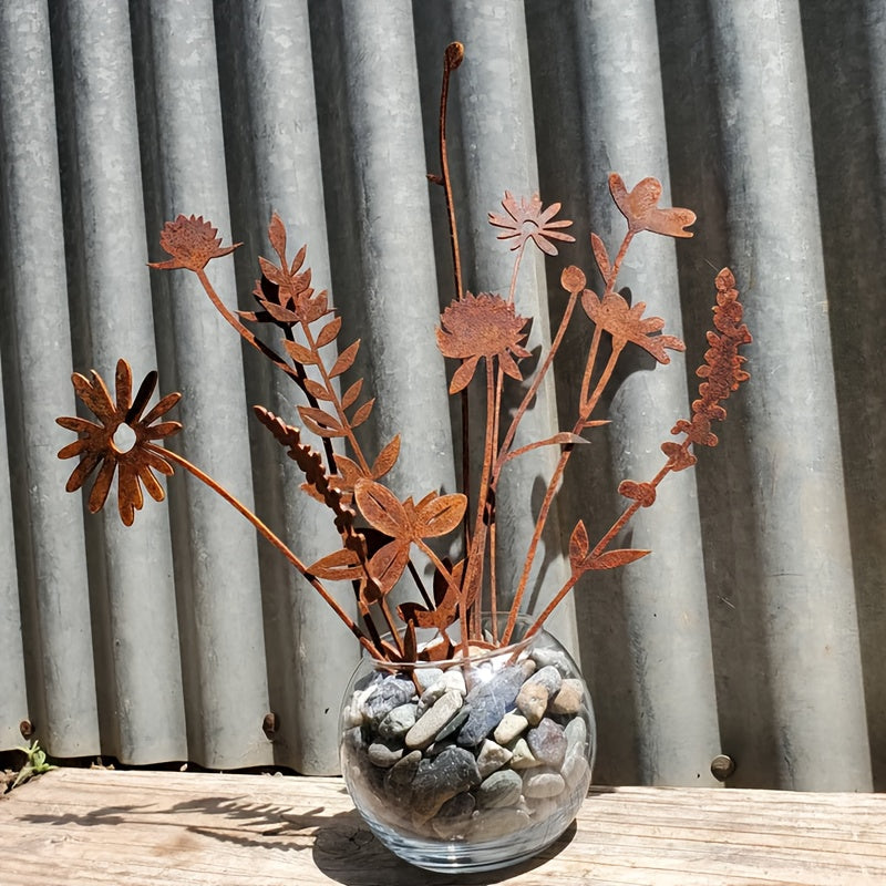 Rustic Metal Wildflower Bouquet, 10-Piece Mixed Stem Set from 25.4 to 40 cm for Vases and Planters — image 6