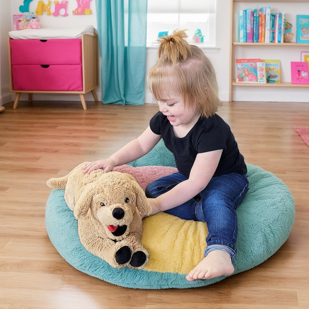 21-Inch Golden Retriever Plush Dog with Lying Pose, Tan Coat and Black Paw Details for Display — image 4