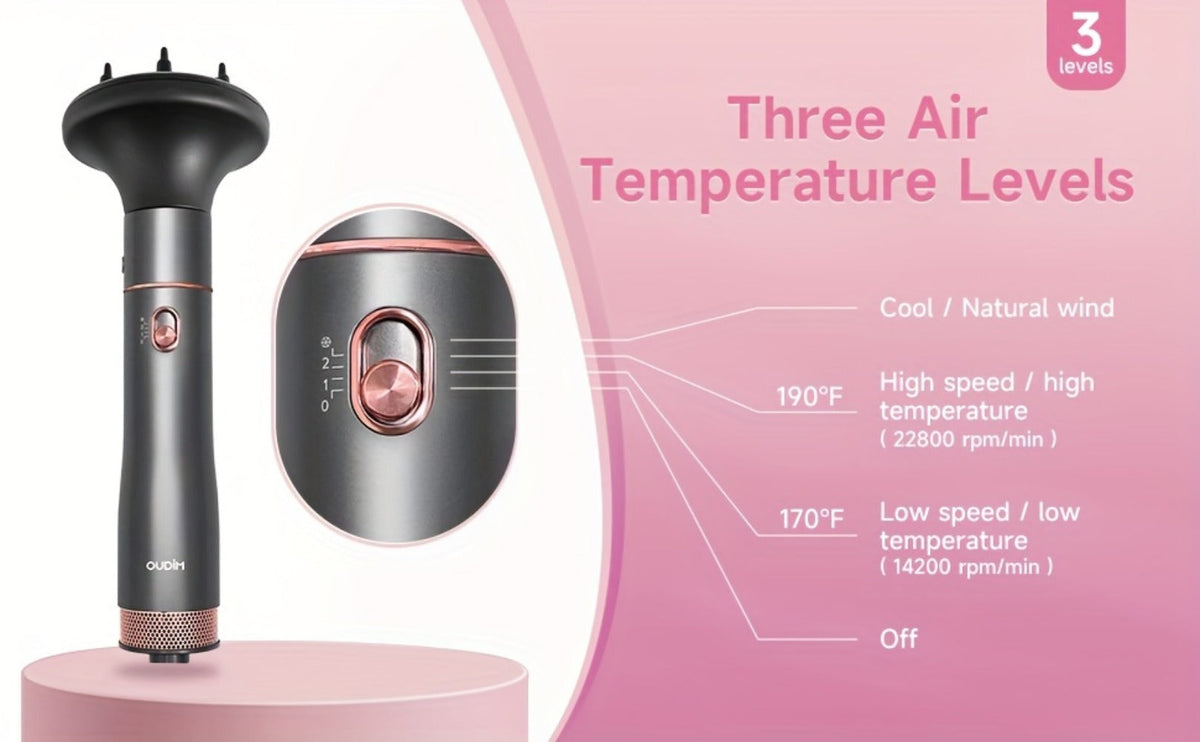5-in-1 Hot Air Styling Comb Set Negative Ion Hair Dryer Brush with 5 Interchangeable Heads, for Home, Travel and Salon Hair S