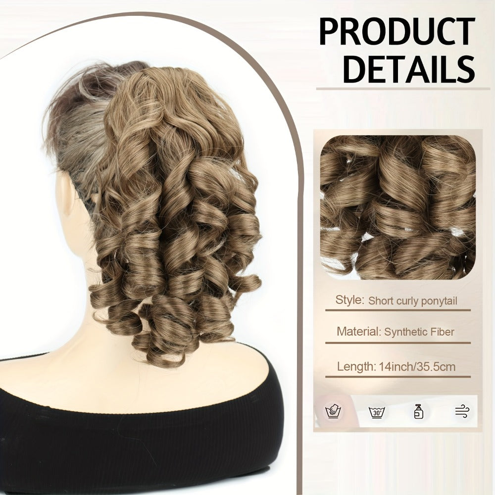 Hair Extensions Curly-Wave 14-Inch Synthetic Ponytail with Claw Clip and Four Color Style Options — image 7