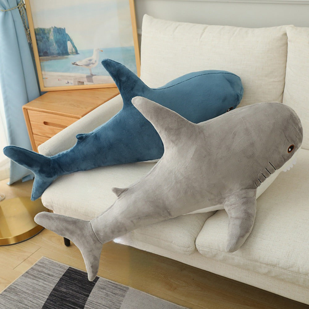 Plush Toy Jumbo Shark Pillow 24-Inch in Blue, Grey, Blue-Pink or Rainbow Colorways and Ocean Decor — image 22