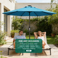 Patio Umbrella 9FT Solar LED Center-Pole Style in Sky Blue, Deep Blue or Khaki for Outdoor Shade — image 5