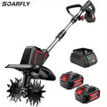 Cordless Electric Cultivator 360RPM - Wireless Electric Tiller & Soil Loosening Machine with 2×4.0Ah for Garden, Patio and Ya