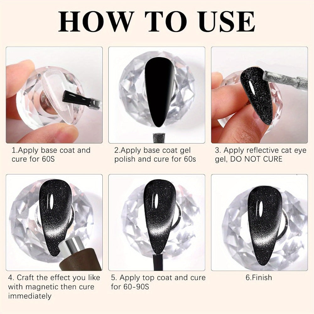 4-in-1 Y-Shaped Cat Eye Nail Magnet Stick Double Head – Heart & Multi-Pattern Magnetic Tool for Cat Eye Gel Polish Nail Art —