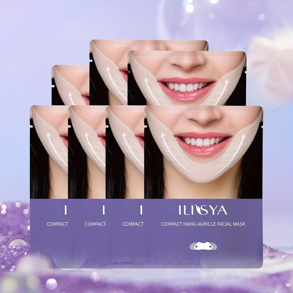 V-Line Face Mask 7 Pieces Hydrogel Chin Lifting & Jawline Contouring – Collagen, Hyaluronic Acid & Coffee Extract Firming Tig
