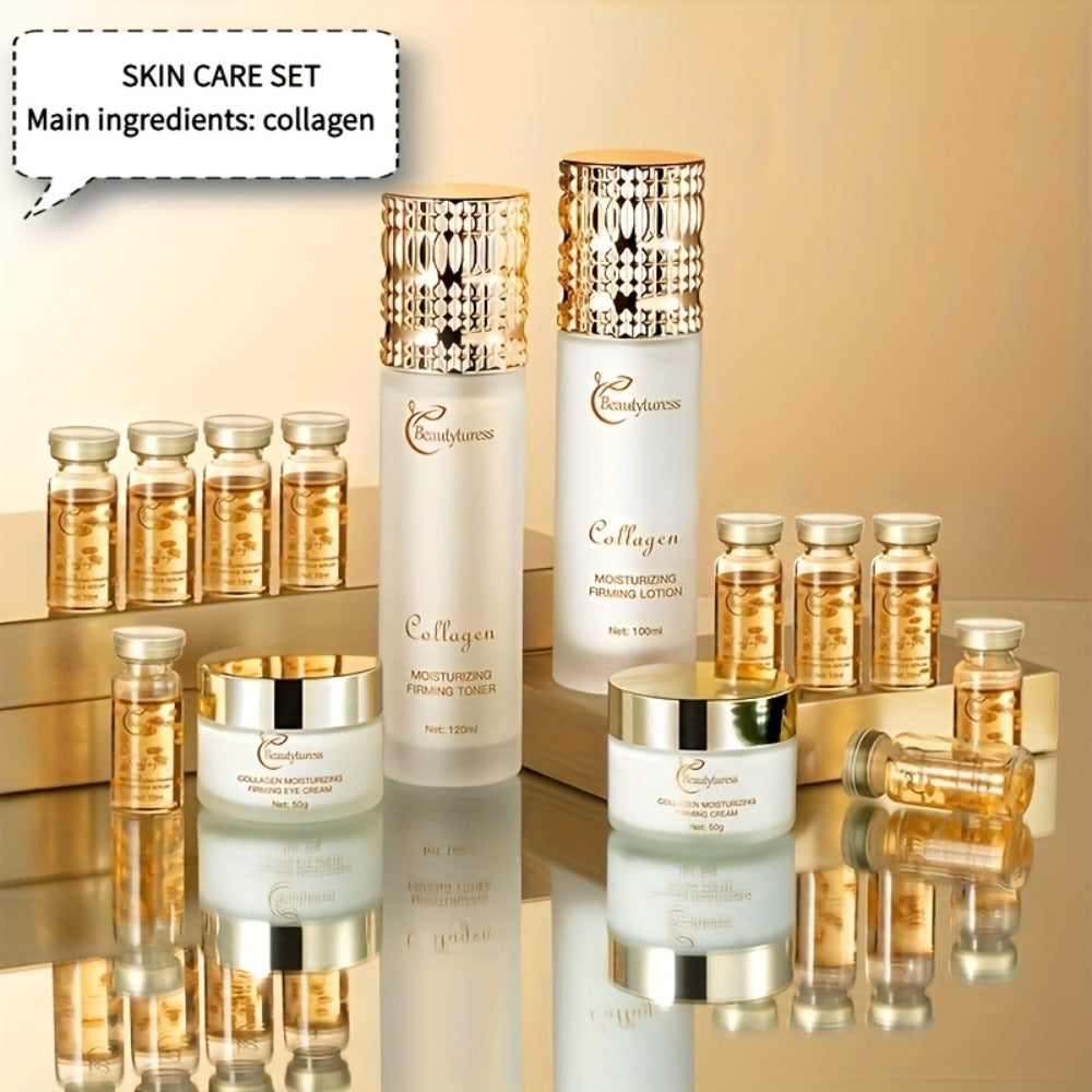 14-Piece Collagen Skincare Gift Set for Women – Hyaluronic Acid & Niacinamide, Deep Hydration, Firming, Brightening, Anti-Agi