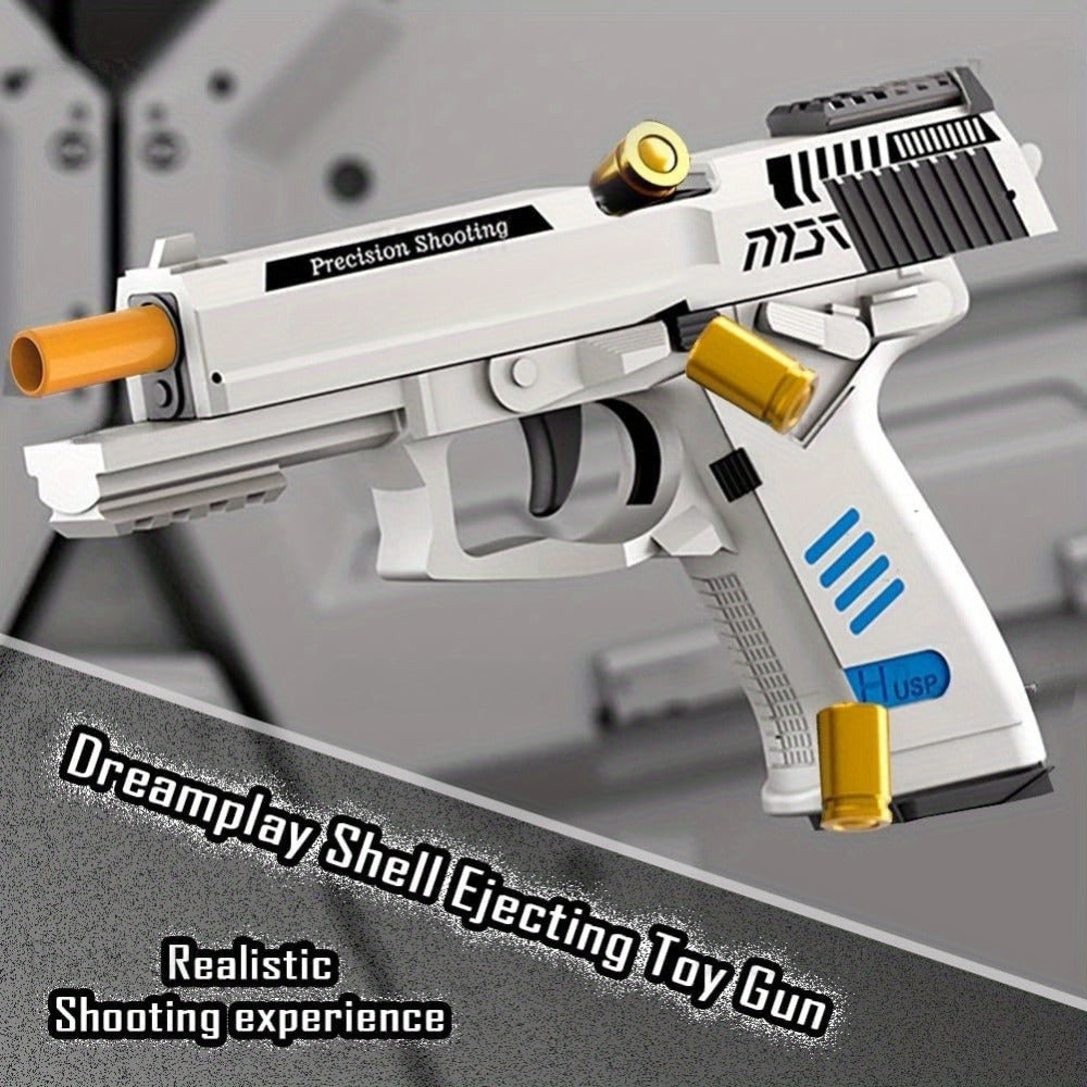 USP Clip Toy Gun Pistol with Continuous Shooting, 100 Bullets & 2 Magazines Rapid Fire Foam Blaster for Kids Boys Girls Ages 