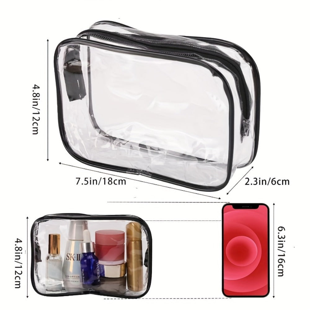 Clear PVC Makeup Bag Set 10 Pcs Transparent Waterproof Cosmetic Bags Reinforced Zipper TSA Approved Travel Toiletry Organizer