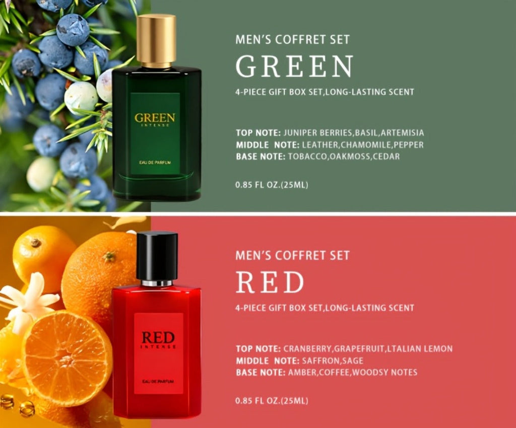 EDT Cologne Gift Set for Men 4 Piece Variety 4 Different Scents Long Lasting Fragrance Mini Bottles 0.85oz Each Travel Friend