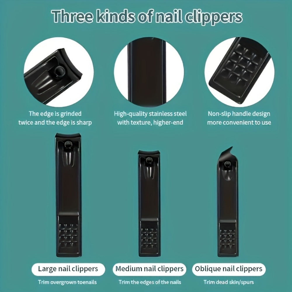 Nail Grooming Tool Case with 10-, 17- or 24-Piece Set Options and Black-and-Red Interior for Home and Travel — image 2