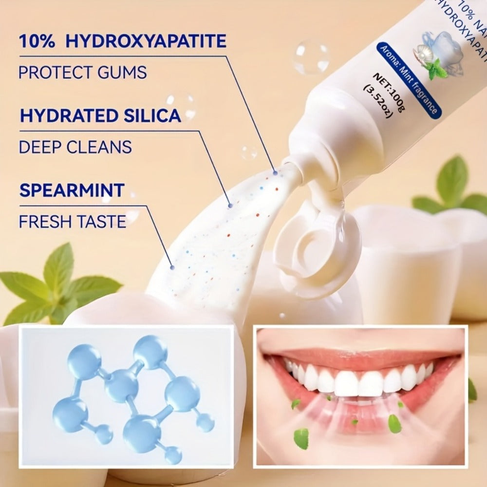 Two-Pack 100g Mint Toothpaste Tubes with 10% Hydroxyapatite Highlighted on the Package Labels — image 8
