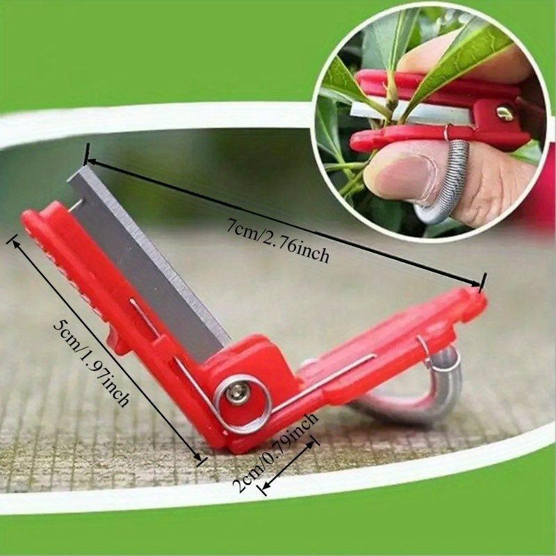 Six-Piece Garden Thumb Knife Set with Red Finger-Ring Cutters and Exposed Straight Blade Edges — image 4