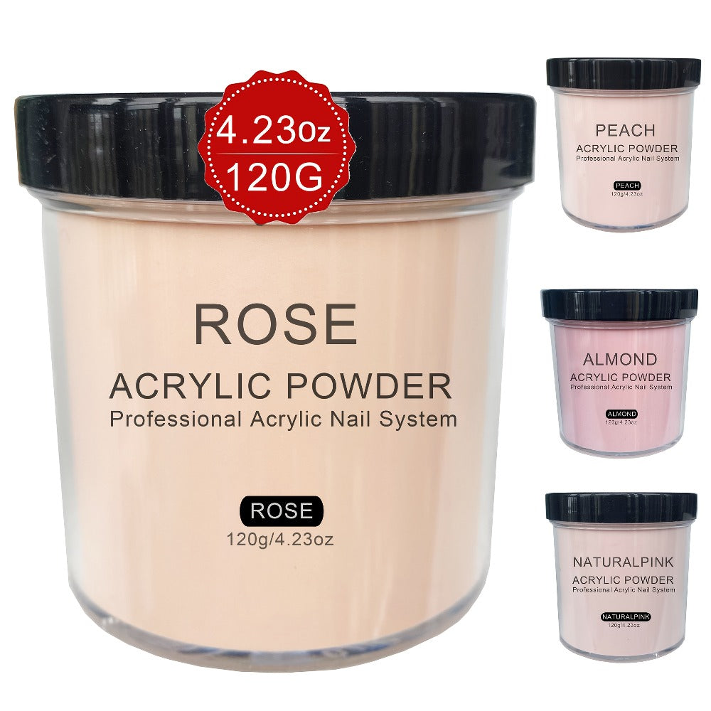 120g Acrylic Nail Powder Jar in Rose, Almond, Peach or Natural Pink for Use with Compatible Acrylic Liquid — image 1
