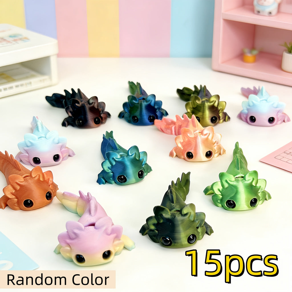 3D Printed Axolotl Figures Set 15pcs – Cute Mini Axolotl Toys for Desktop Decoration, DIY Miniature Landscape — image 9
