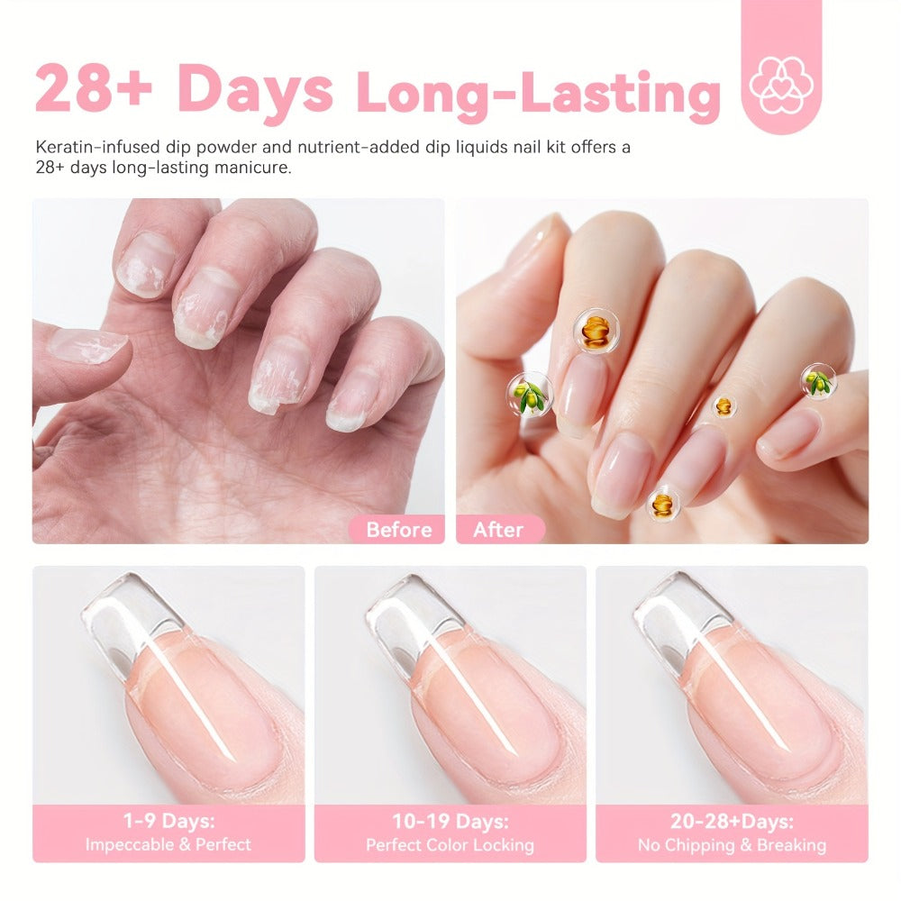 Dip Powder Nail Kit with SAVILAND Label, 60g Clear Powder, Three 15ml Liquids, Files, Buffer and Brush — image 7