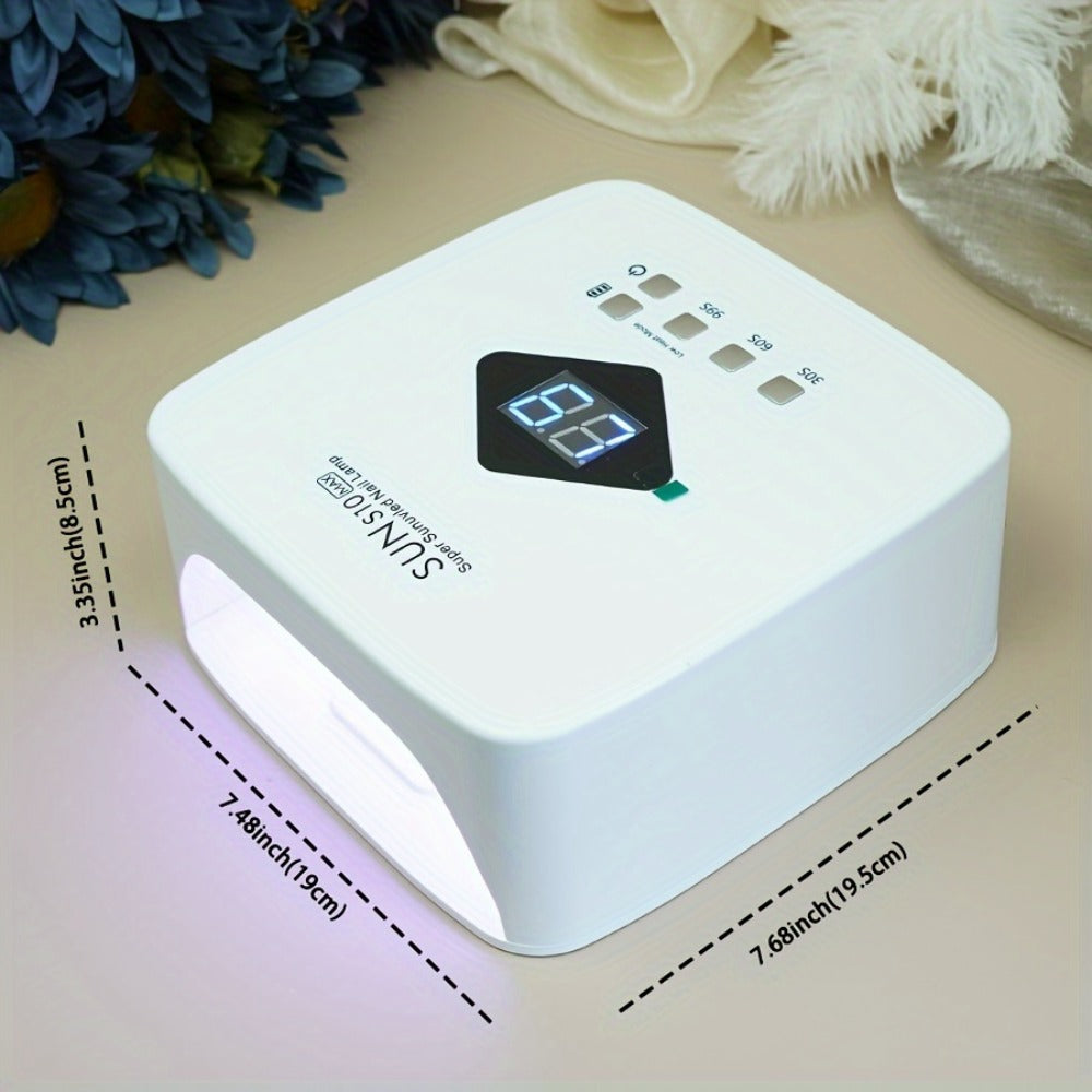LED Nail Lamp Rechargeable HD Display Smart Nail Dryer Fast Cure All Gel Polish UV Light Cordless Portable Low Heat Mode Home