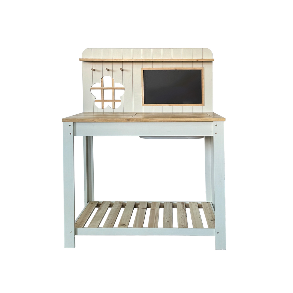 Potting Bench with Blackboard Removable Sink Hooks Double Shelf for Garden — image 11