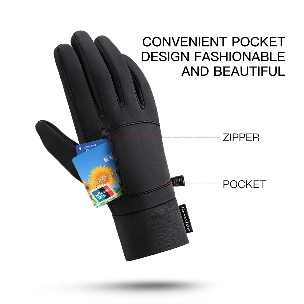 Outdoor warm cold windproof riding gloves touch screen windproof and anti-skid women's velvet full finger gloves