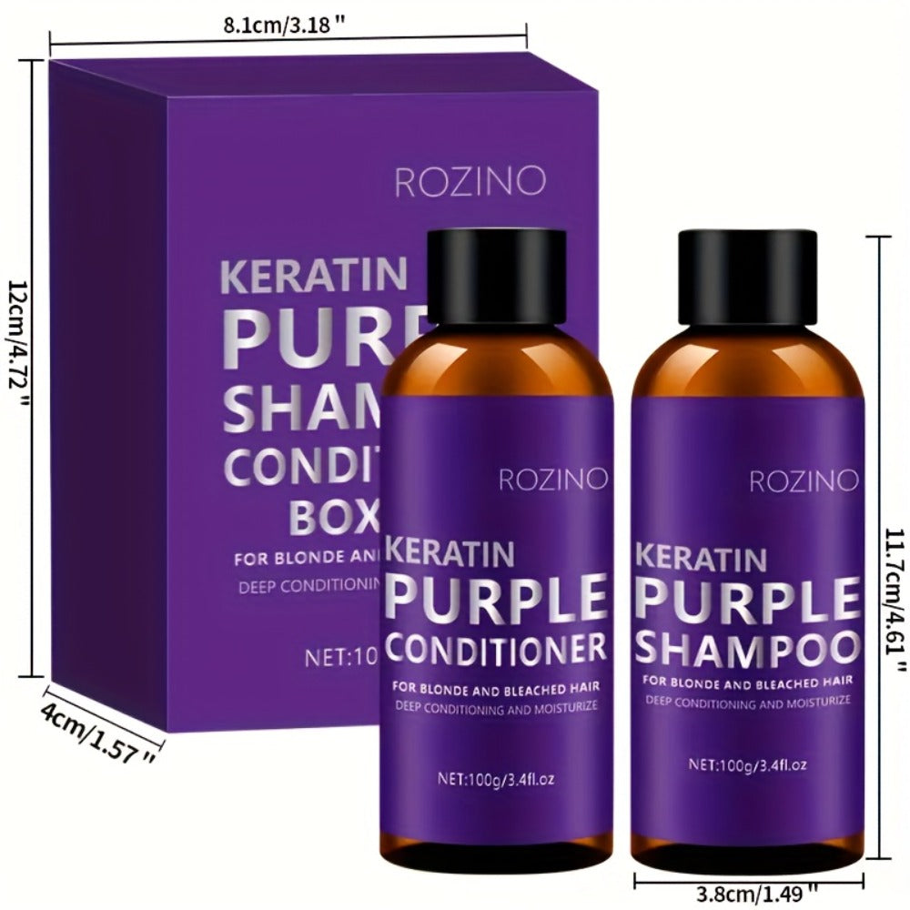 ROZINO-Labeled Purple Shampoo and Conditioner Two-Piece Set in 100g Bottles with Matching Presentation Box — image 5