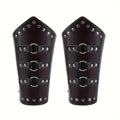 Medieval Arm Bracers 2pcs PU Leather Gauntlet Wristbands for Men, Renaissance Knight Warrior Viking Cosplay Costume Prop for 