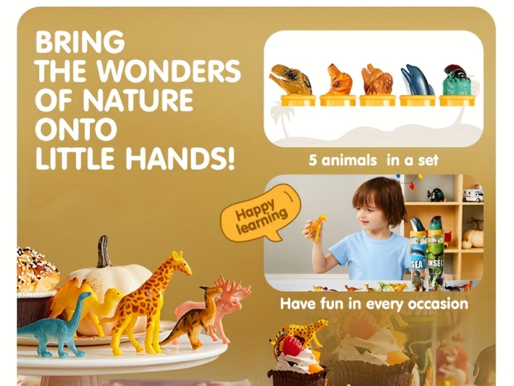 Animal Figures Toys for Kids 69pcs, 5-Set Nature World Mini Animal Figurines with Sensory Bin, Zoo — image 10