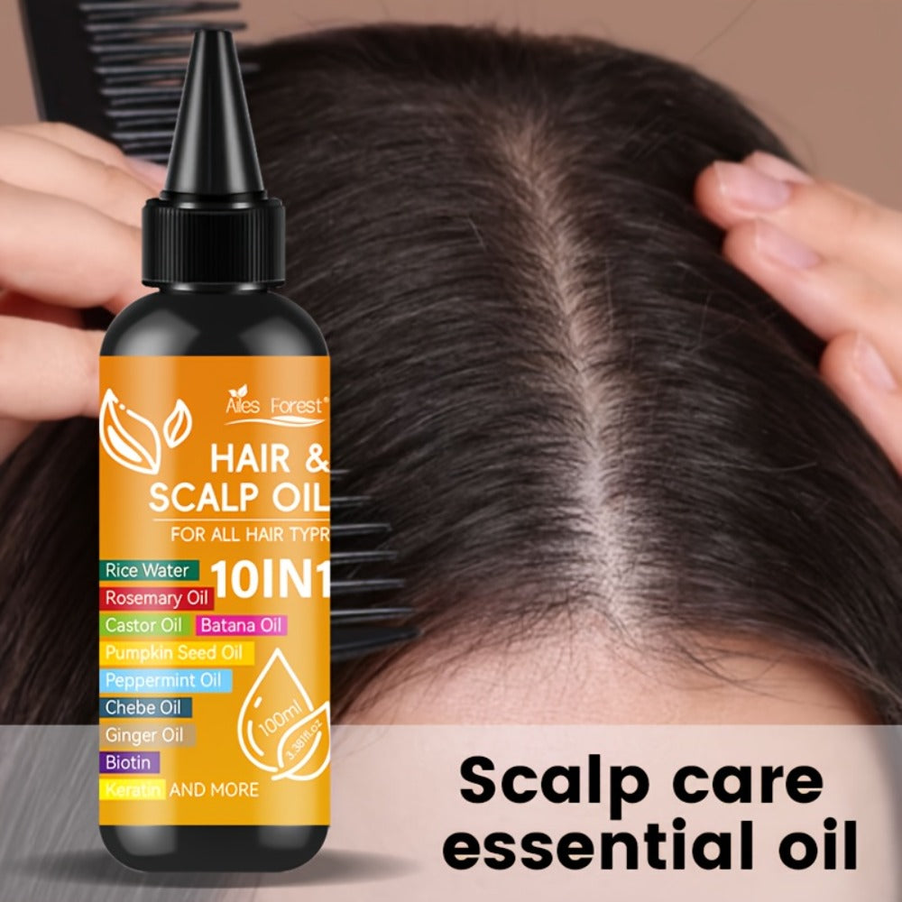 Hair Oil 10-in-1 100ml Pointed-Applicator Bottle with Ginger, Rosemary, Castor, Batana, Rice Water and Biotin — image 6