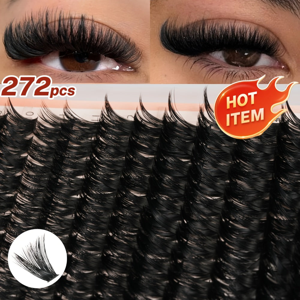 100D Volume Cluster Lashes DIY Individual Lash Extension Kit – Soft Reusable Single Clusters for Full Thick Dramatic Lash Loo
