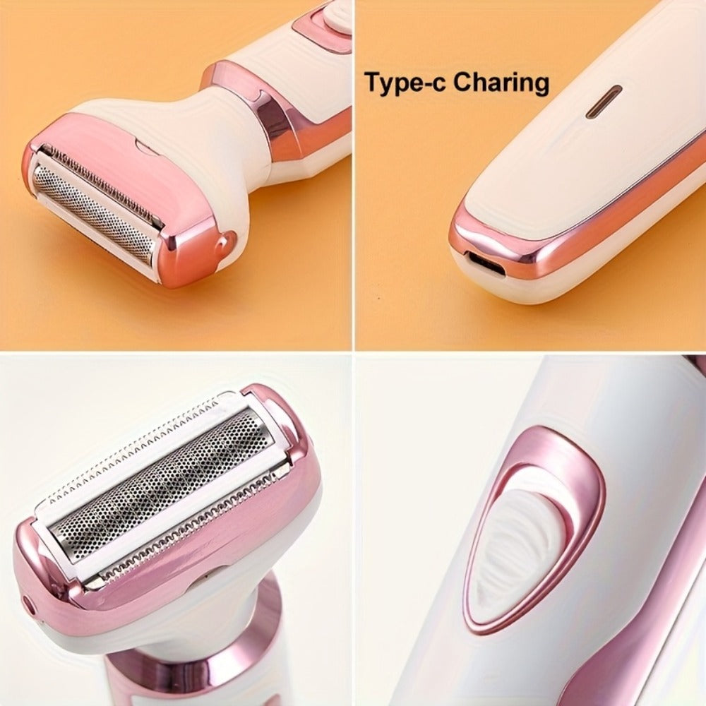 Electric Shaver for Women 4-in-1 Rechargeable Grooming Kit – Painless Hair Remover Eyebrow Trimmer Nose Hair Bikini Trimmer —