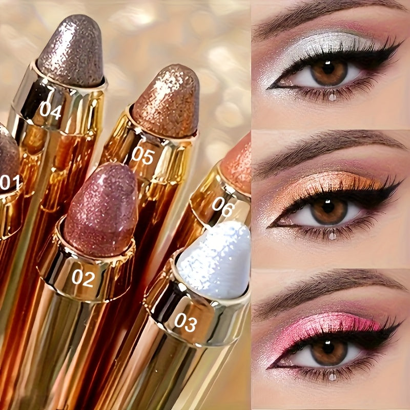 Six-Piece Shimmer Eyeshadow Stick Set with Dual-Ended Sponge Applicators and Mixed Metallic Shades — image 8