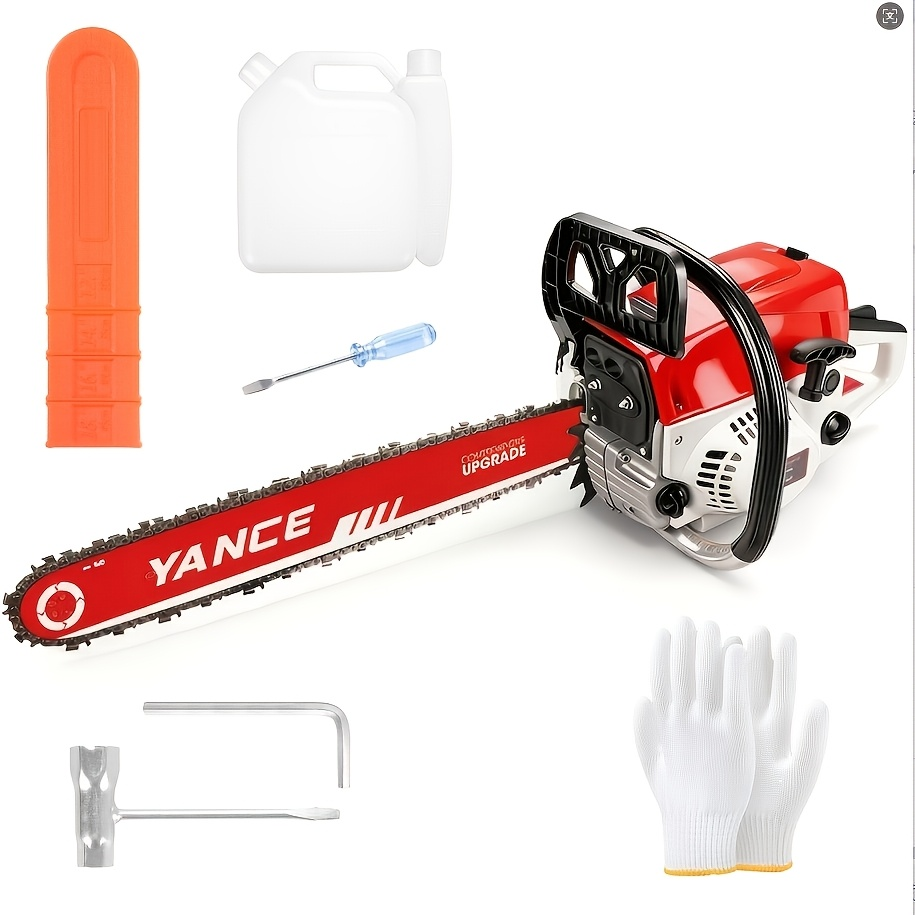 62CC Gas Chainsaw with 20-Inch Guide Bar in Five Red and Orange Checkout Configuration Options — image 10