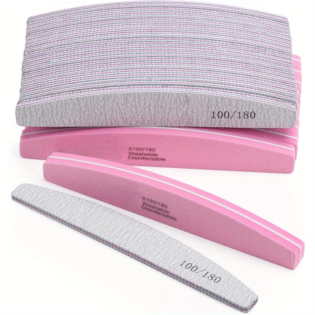 Nail Files and Buffers Professional 100 180 Grit Double-Sided Sanding Boards Reusable Polishing Blocks for Manicure Pedicure 