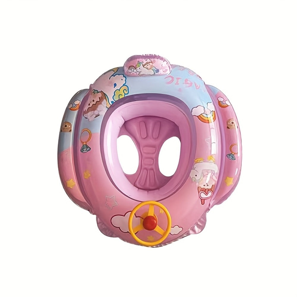 Pool Float Animal-Themed Seat Ring with Steering-Wheel Detail, Inflatable Backrest and Three Colors — image 5