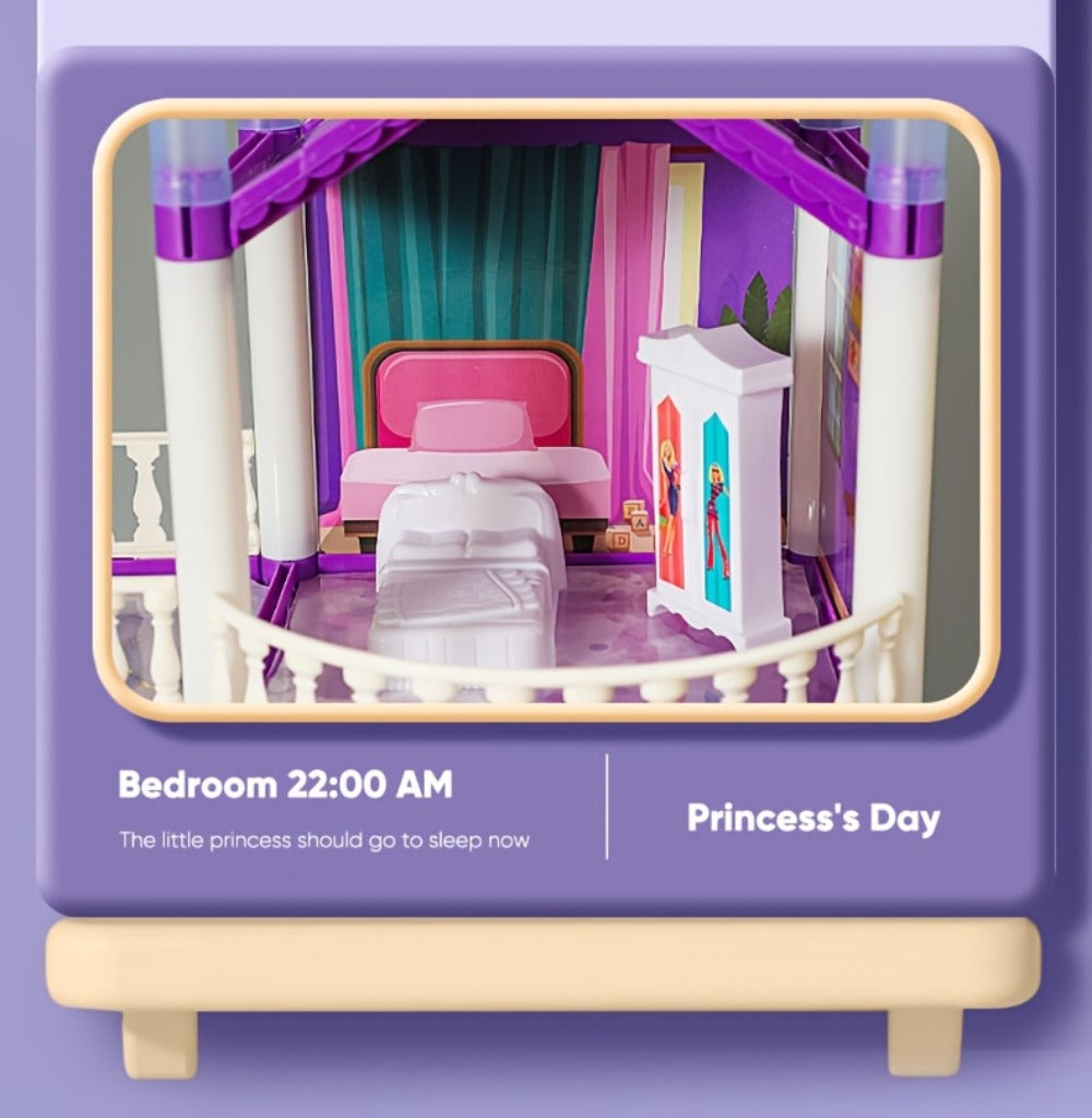 LED Dollhouse Playset for Girls, Purple Multi-Room Playhouse with Doll Figures, Puppies, Furniture & LED Lighting — image 20